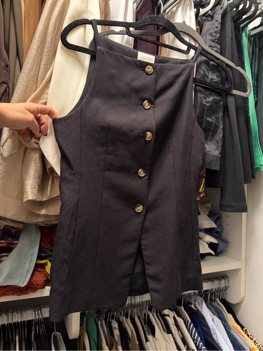 H&M Black Button-Front Vest